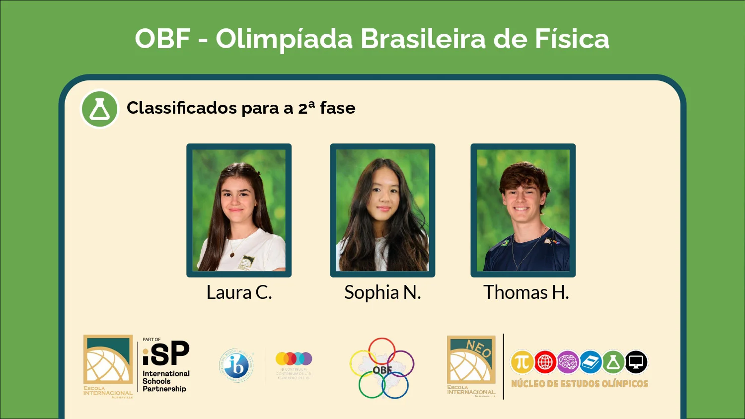 Quinze alunos avançam para a 2ª fase da Olimpíada Brasileira de Física (OBF)