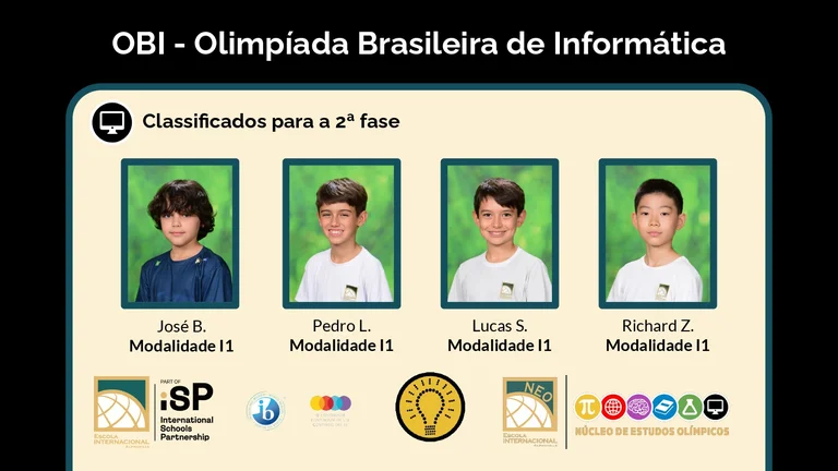 Três alunos se classificam para a fase nacional da Olimpíada Brasileira de Informática (OBI)