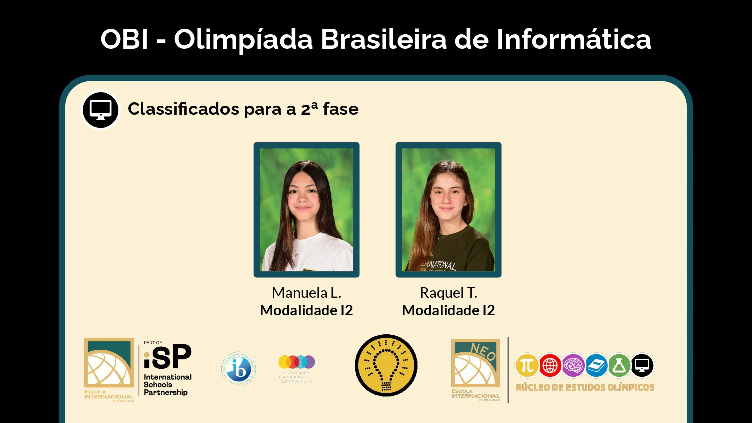 Three students qualify for the National Stage of the Olimpíada Brasileira de Informática (OBI)