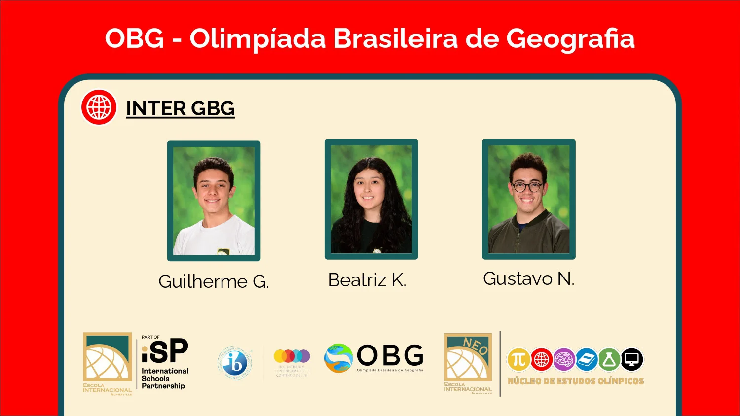 Sete equipas representarão a nossa escola na Olimpíada Brasileira de Geografia (OBG)