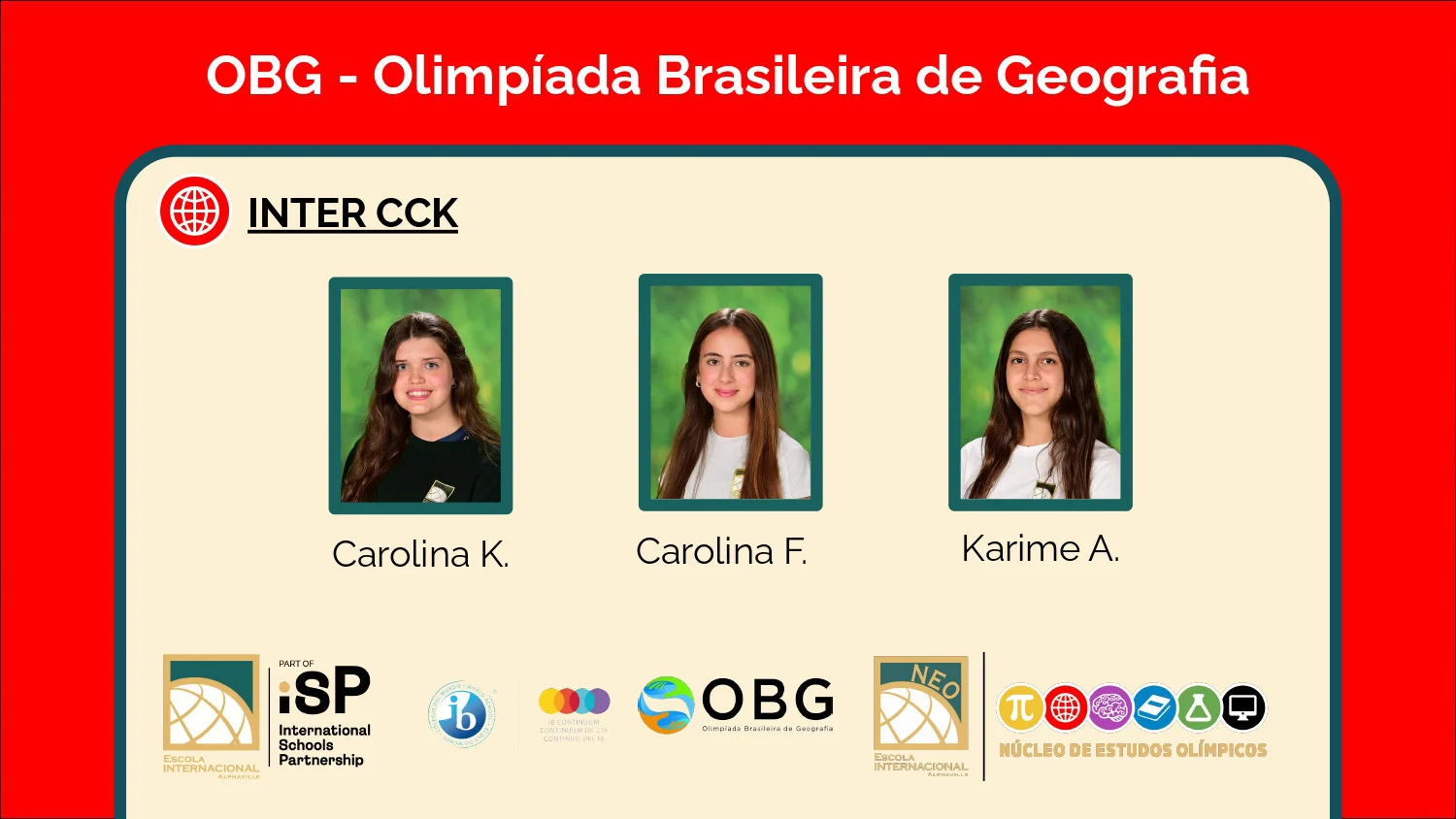 Sete equipas representarão a nossa escola na Olimpíada Brasileira de Geografia (OBG)