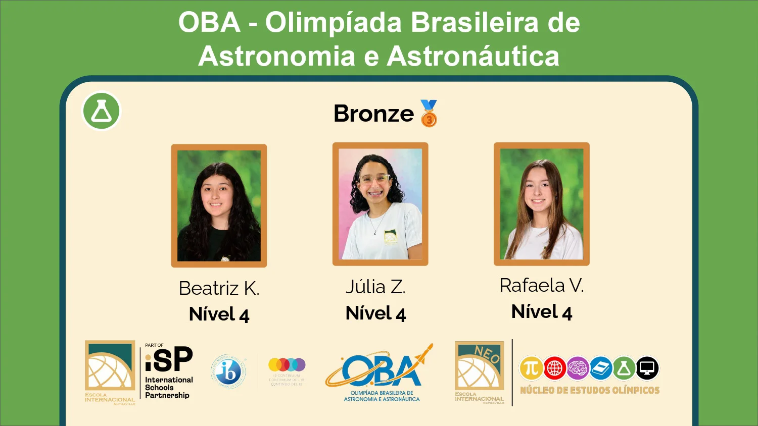 Conquista de vinte e um medalhas na Olimpíada Brasileira de Astronomia e Astronáutica (OBA)
