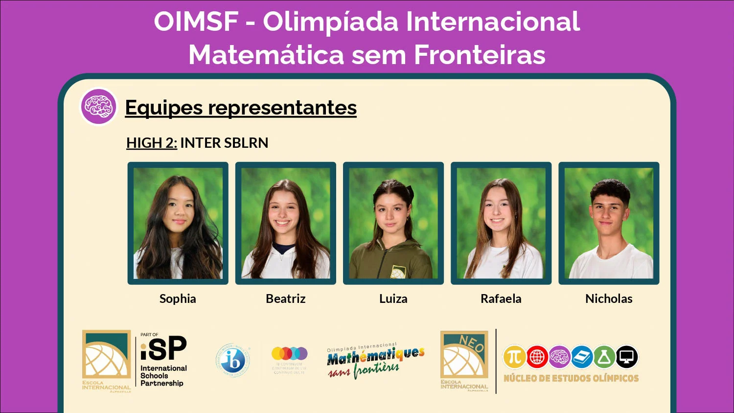 Thirty-five students advance to the regional and national phases of the Olimpíada Internacional de Matemática sem Fronteiras (OIMSF)