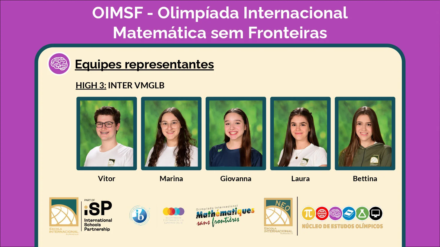 Thirty-five students advance to the regional and national phases of the Olimpíada Internacional de Matemática sem Fronteiras (OIMSF)