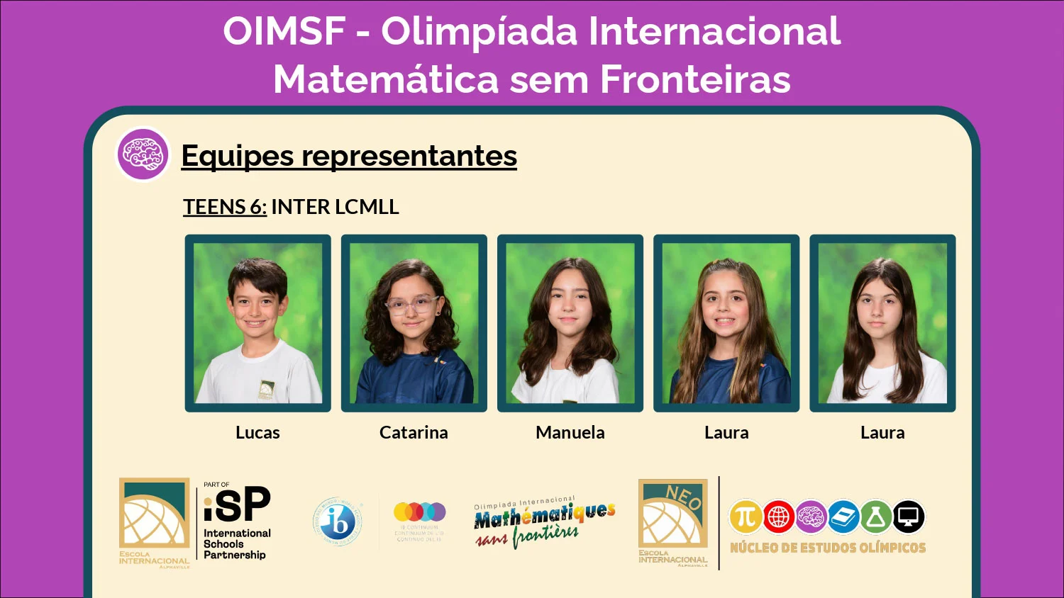 Thirty-five students advance to the regional and national phases of the Olimpíada Internacional de Matemática sem Fronteiras (OIMSF)