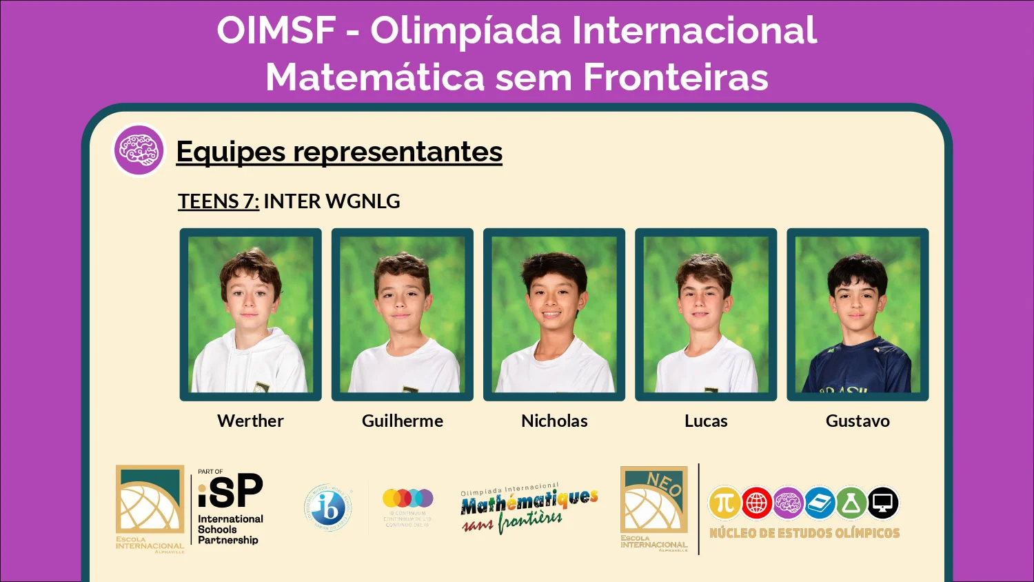 Thirty-five students advance to the regional and national phases of the Olimpíada Internacional de Matemática sem Fronteiras (OIMSF)