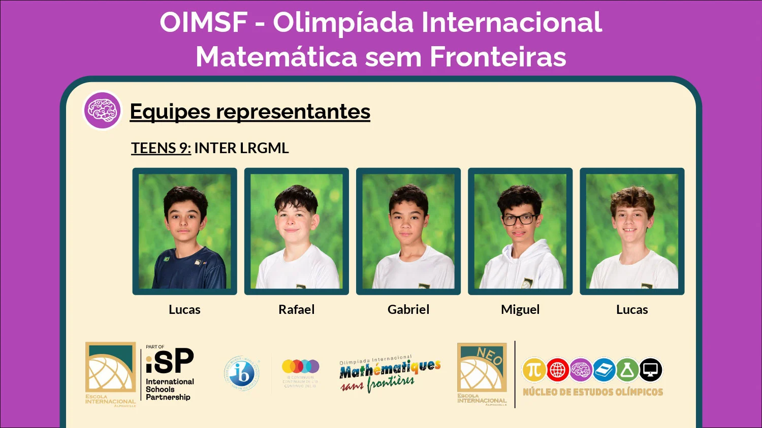 Thirty-five students advance to the regional and national phases of the Olimpíada Internacional de Matemática sem Fronteiras (OIMSF)