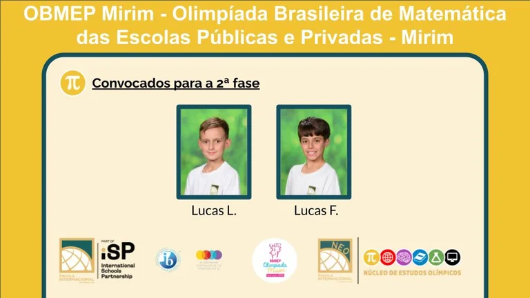 Two students advance to the 2nd stage of OBMEP Mirim
